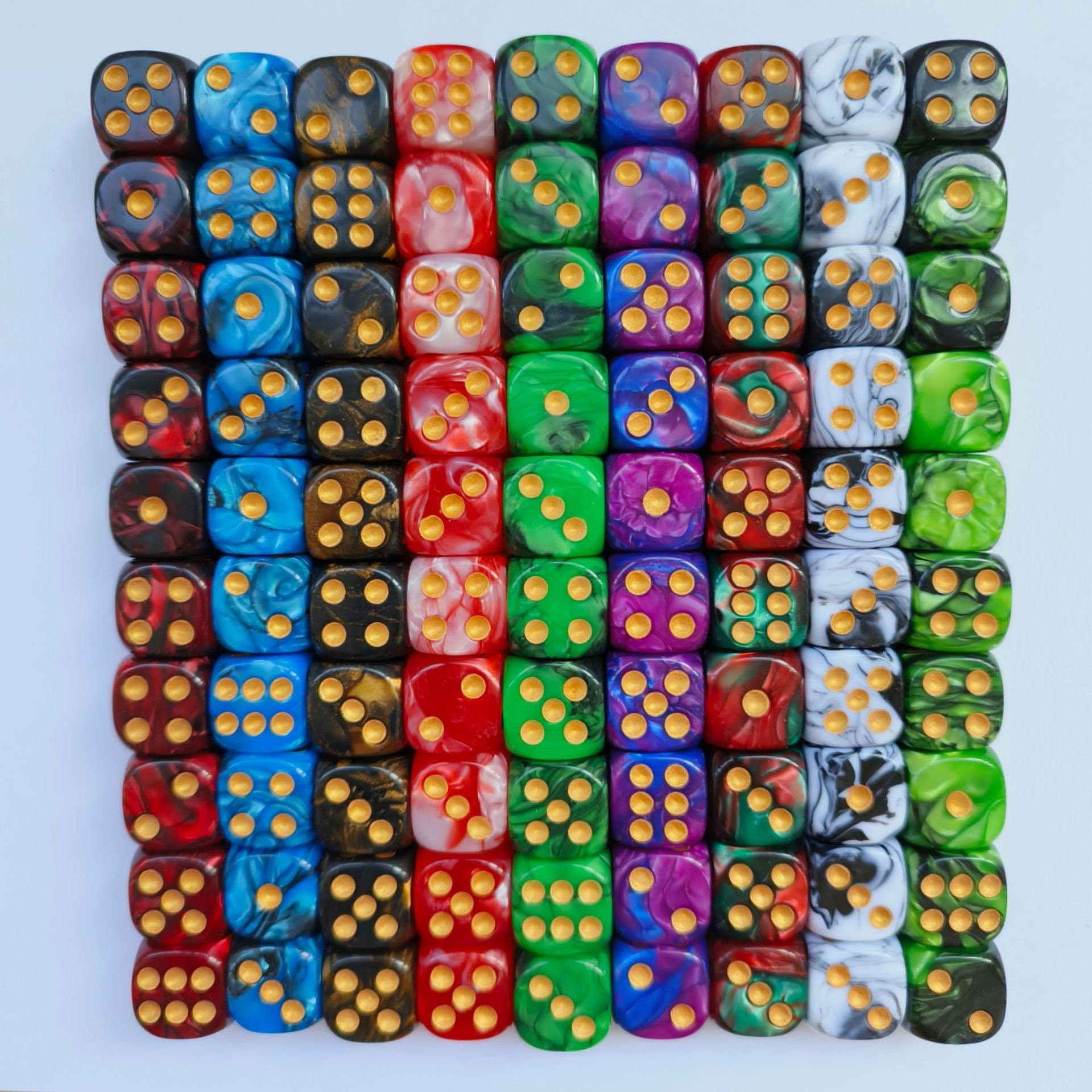Factory Directly Sale 16mm Standard Size D6 Casino Dice Dot Dice Multicolor Pips Dice for Board Game Pack of 10