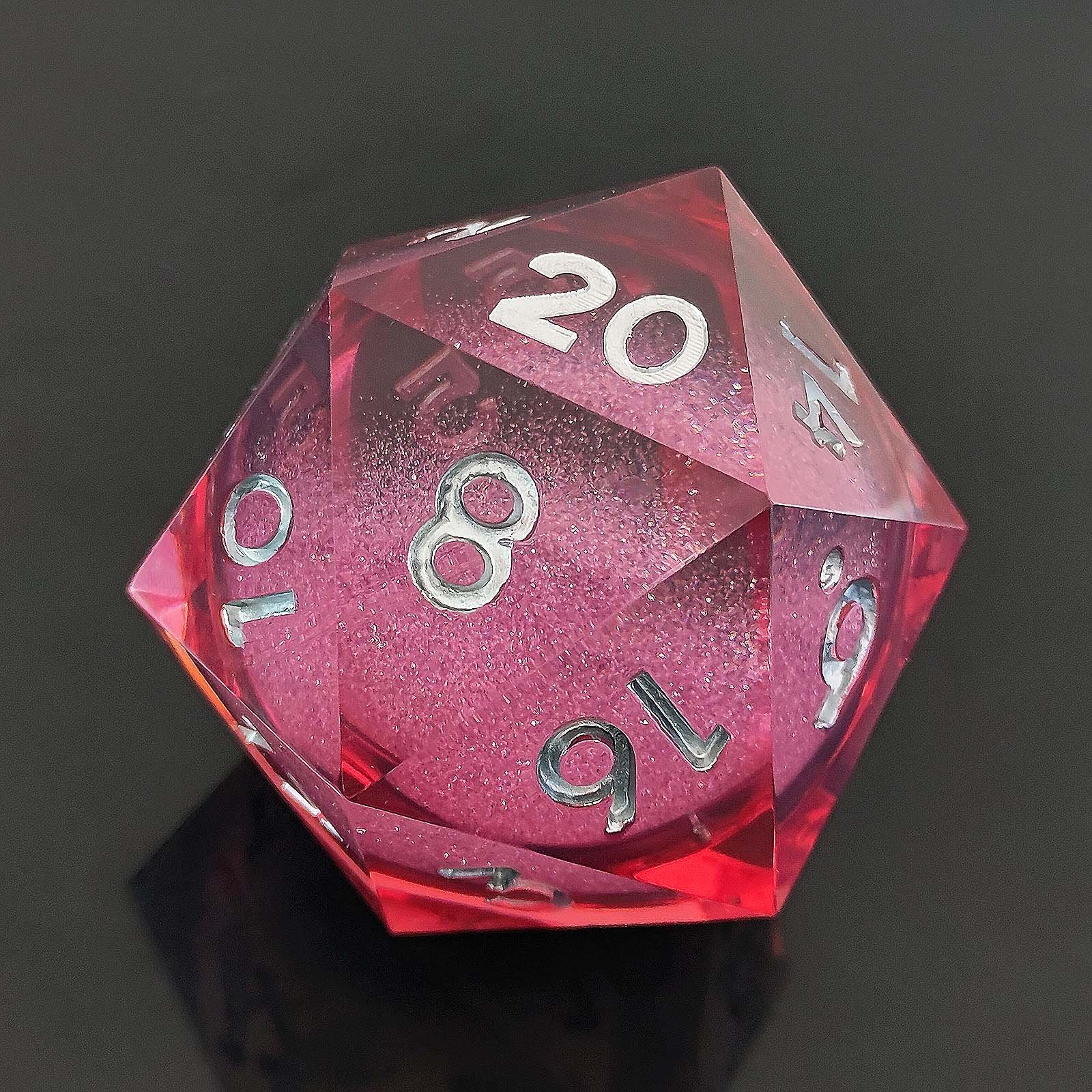 Super Large 55mm Liquid Core Glitter 20 Sided Dice Polyhedral Sharp Edge Single D20 Dice for DND Gamer