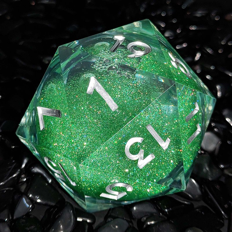 Super Large 55mm Liquid Core Glitter 20 Sided Dice Polyhedral Sharp Edge Single D20 Dice for DND Gamer