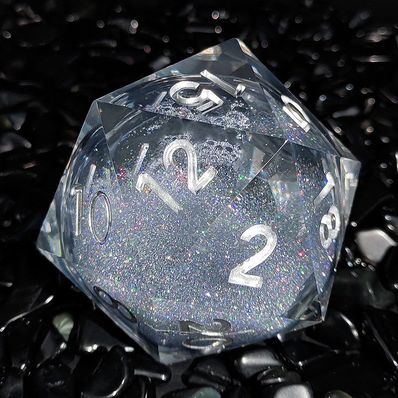 Super Large 55mm Liquid Core Glitter 20 Sided Dice Polyhedral Sharp Edge Single D20 Dice for DND Gamer