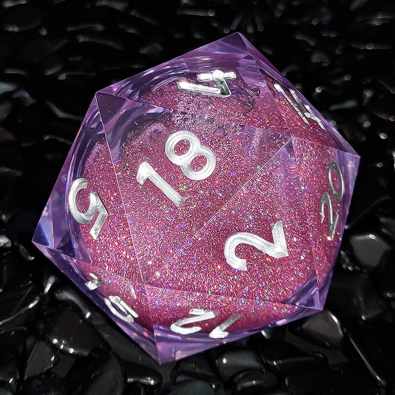 Super Large 55mm Liquid Core Glitter 20 Sided Dice Polyhedral Sharp Edge Single D20 Dice for DND Gamer