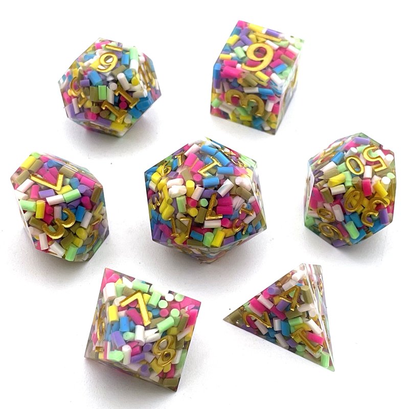 New Design Resin Dice 7 Pcs Edge Dice Factory Direct Sales
