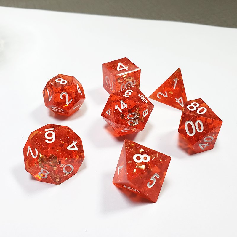 Custom White Font D6 and D20 Resin Dice Set 16mm Polyhedral Dice for Dnd & RPG Glowing Red Dungeons & Dragons