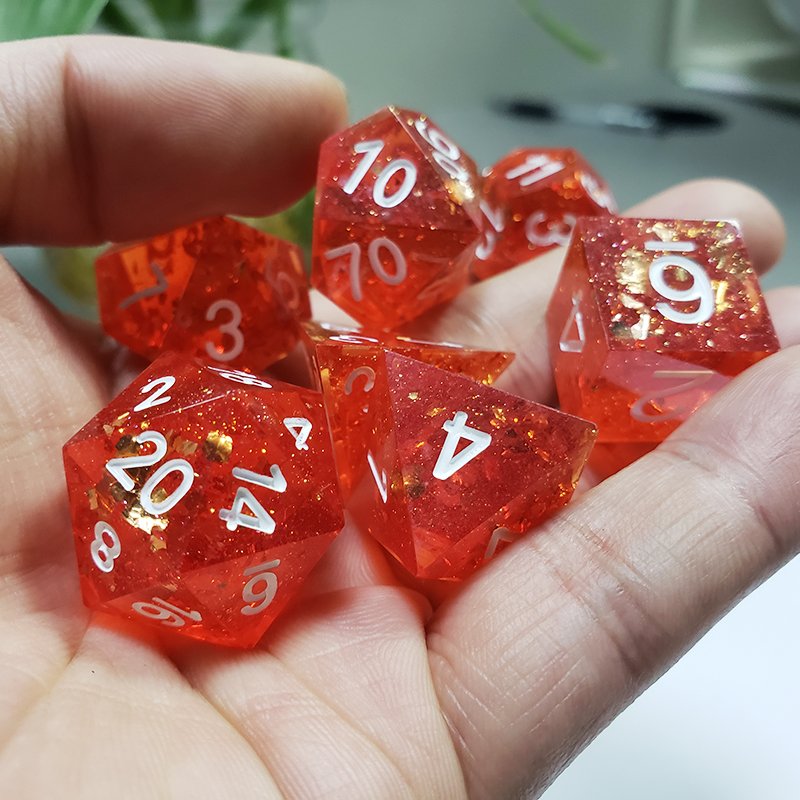 Custom White Font D6 and D20 Resin Dice Set 16mm Polyhedral Dice for Dnd & RPG Glowing Red Dungeons & Dragons