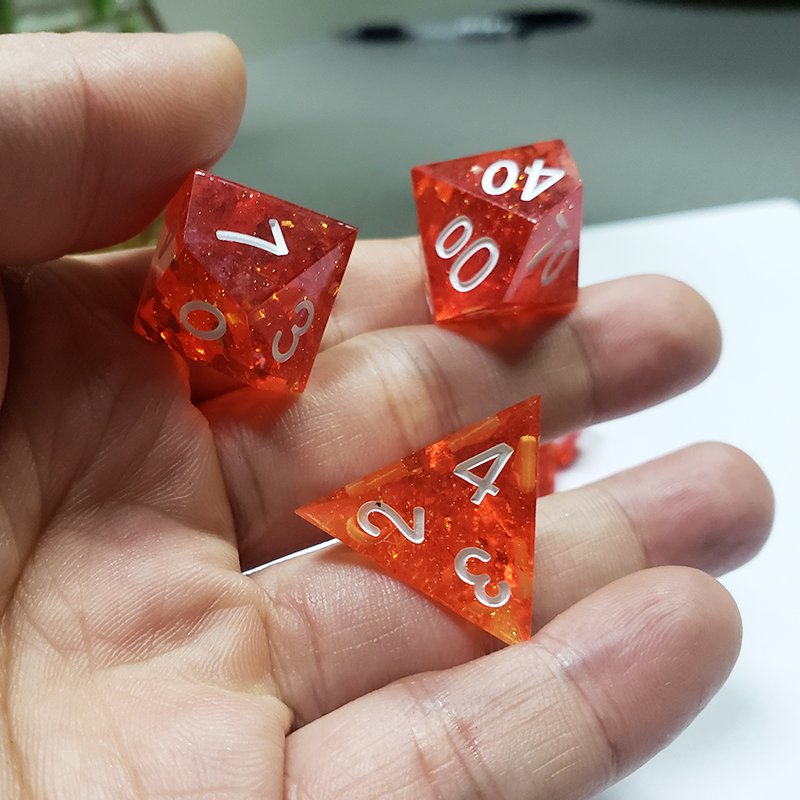 Custom White Font D6 and D20 Resin Dice Set 16mm Polyhedral Dice for Dnd & RPG Glowing Red Dungeons & Dragons