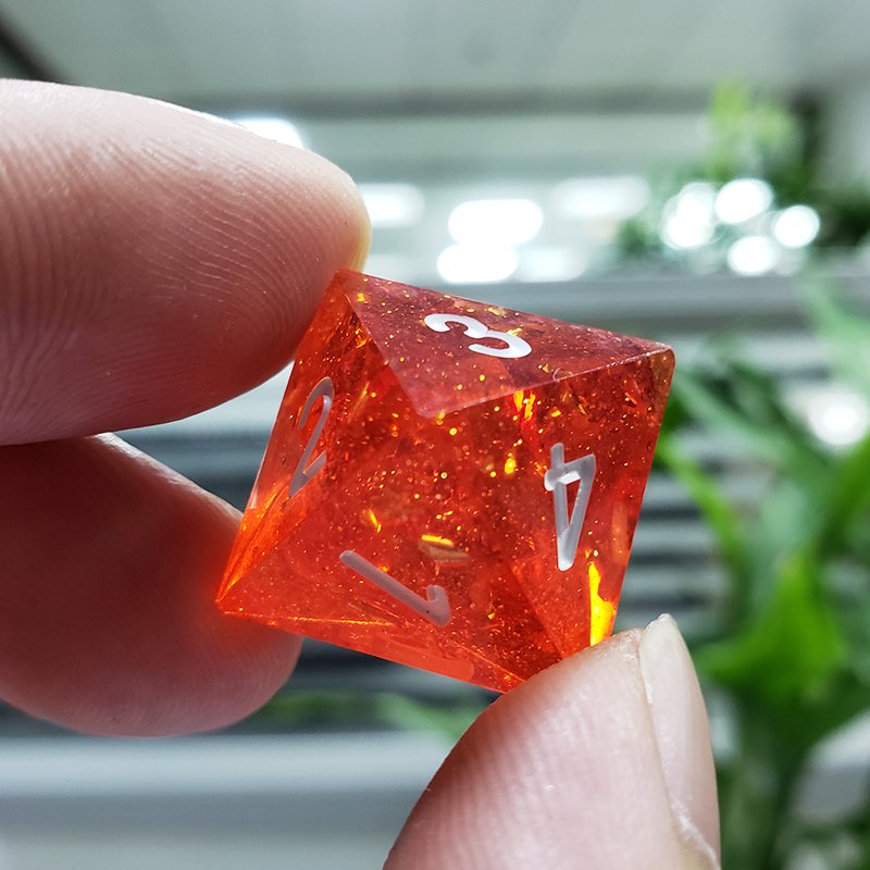 Custom White Font D6 and D20 Resin Dice Set 16mm Polyhedral Dice for Dnd & RPG Glowing Red Dungeons & Dragons