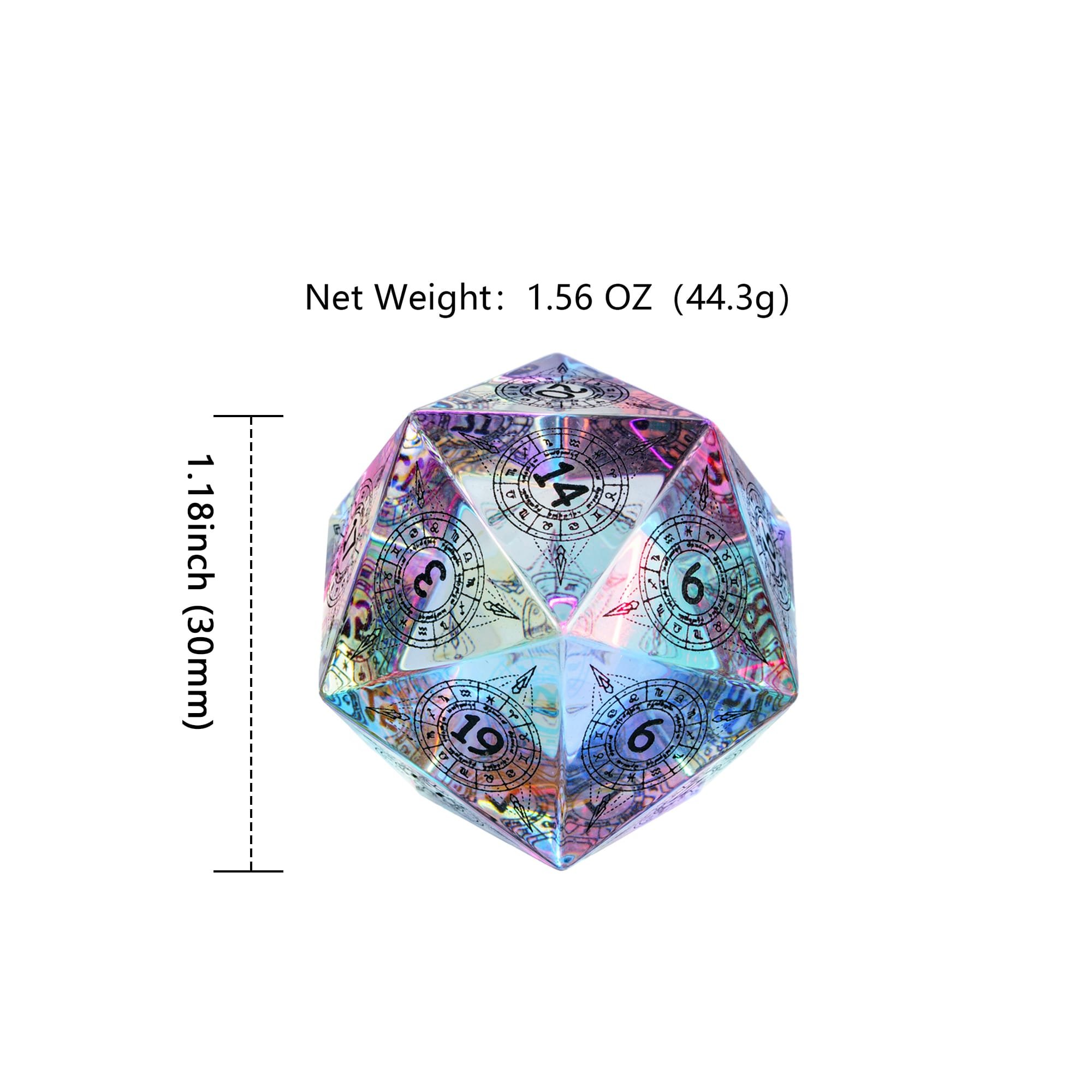 Udixi 30mm Rainbow Crystal Constellation Pattern D20 dnd dice dungeons and dragons RPG board game dice