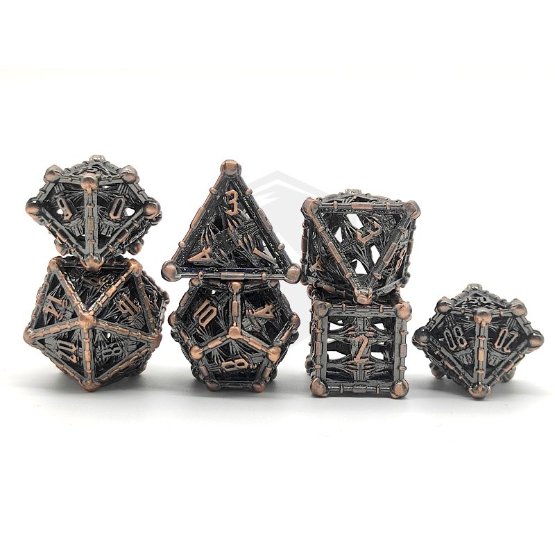 Best Price 7pcs set metal dnd glitter solid hollow dice dnd dice set bulk for RPG Dungeons & Dragons