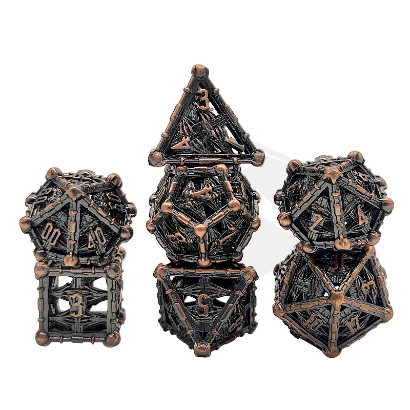 Best Price 7pcs set metal dnd glitter solid hollow dice dnd dice set bulk for RPG Dungeons & Dragons