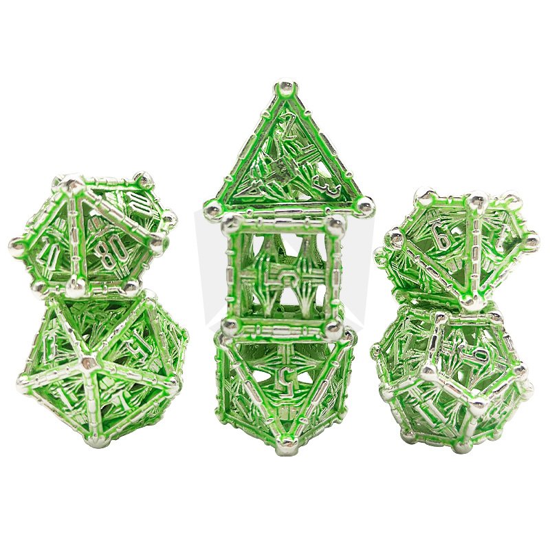 Best Price 7pcs set metal dnd glitter solid hollow dice dnd dice set bulk for RPG Dungeons & Dragons