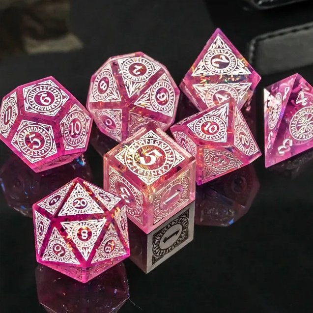 Udixi Custom Handmade Magic Circle Pattern Dice Dungeons and Dragons DND RPG board game Dice Set