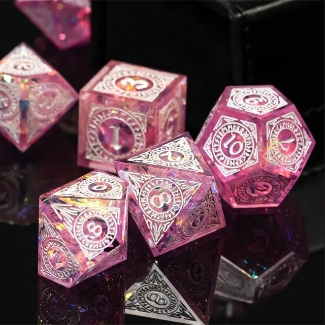 Udixi Custom Handmade Magic Circle Pattern Dice Dungeons and Dragons DND RPG board game Dice Set