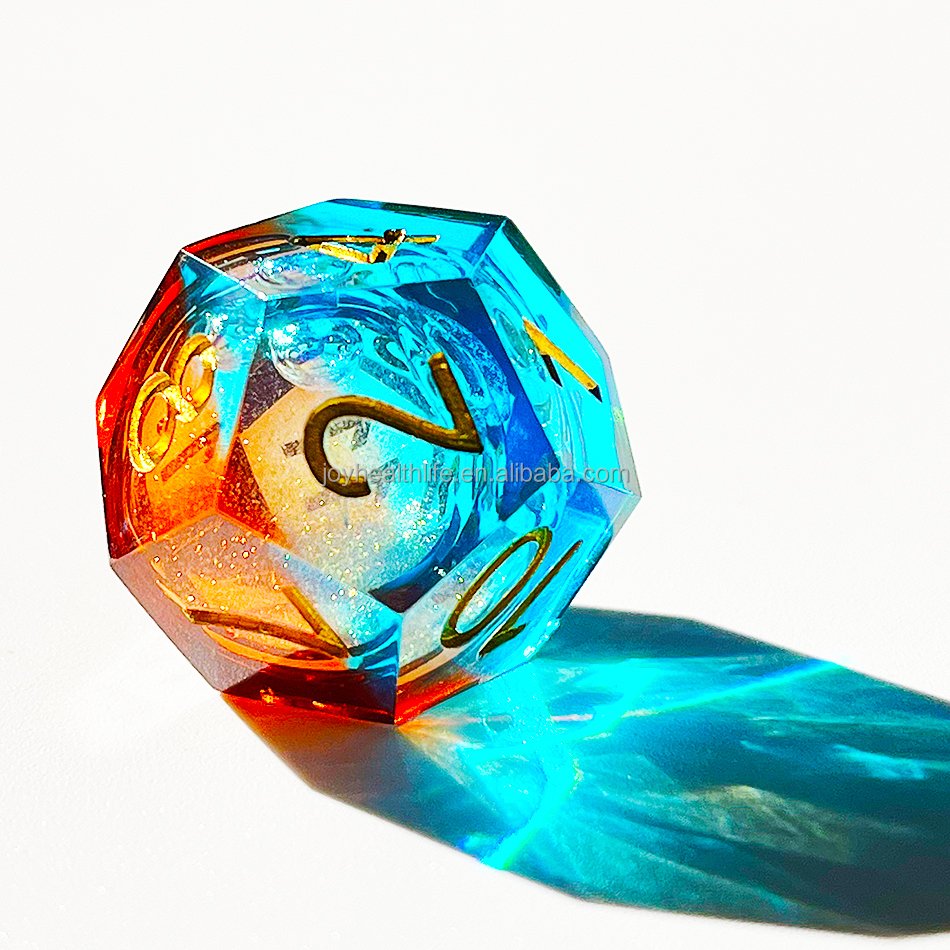 Desk Polyhedral Custom Dice DnD Handmade Sharp Edge Liquid Core Dice 7Set for rpg
