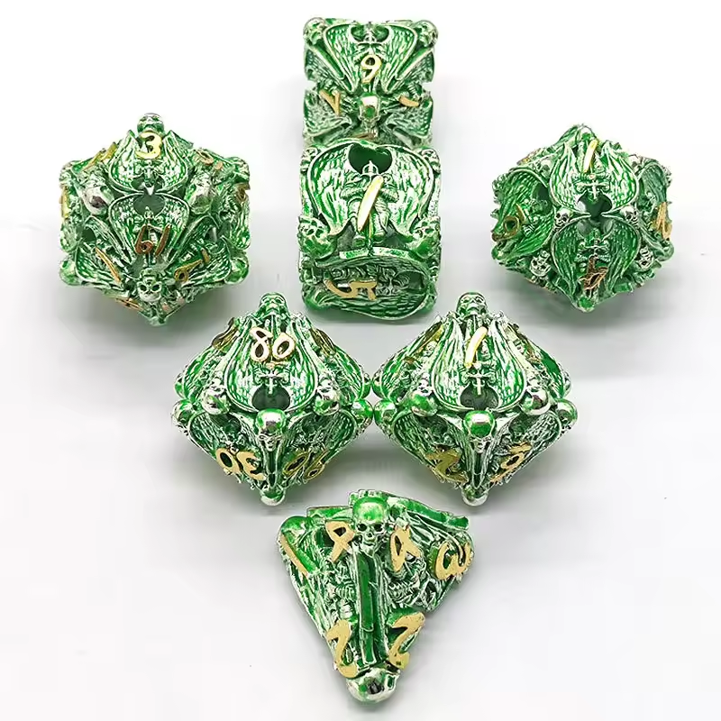 Metal polyhedron Skull dice 7 dice set RPG Dungeons & Dragons game dice custom logo