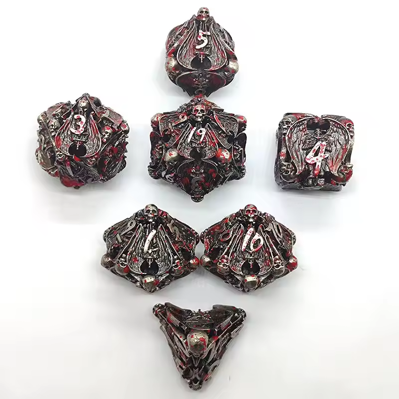Metal polyhedron Skull dice 7 dice set RPG Dungeons & Dragons game dice custom logo