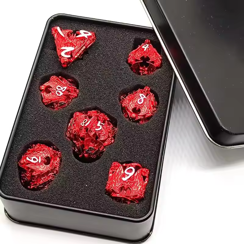 Metal polyhedron Skull dice 7 dice set RPG Dungeons & Dragons game dice custom logo