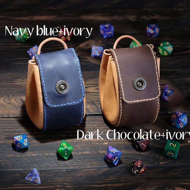 Foldable Dice Bag Genuine Leather DnD Dice Storage Pouch Drawstring Dice Holder Taletop Gaming Accessories