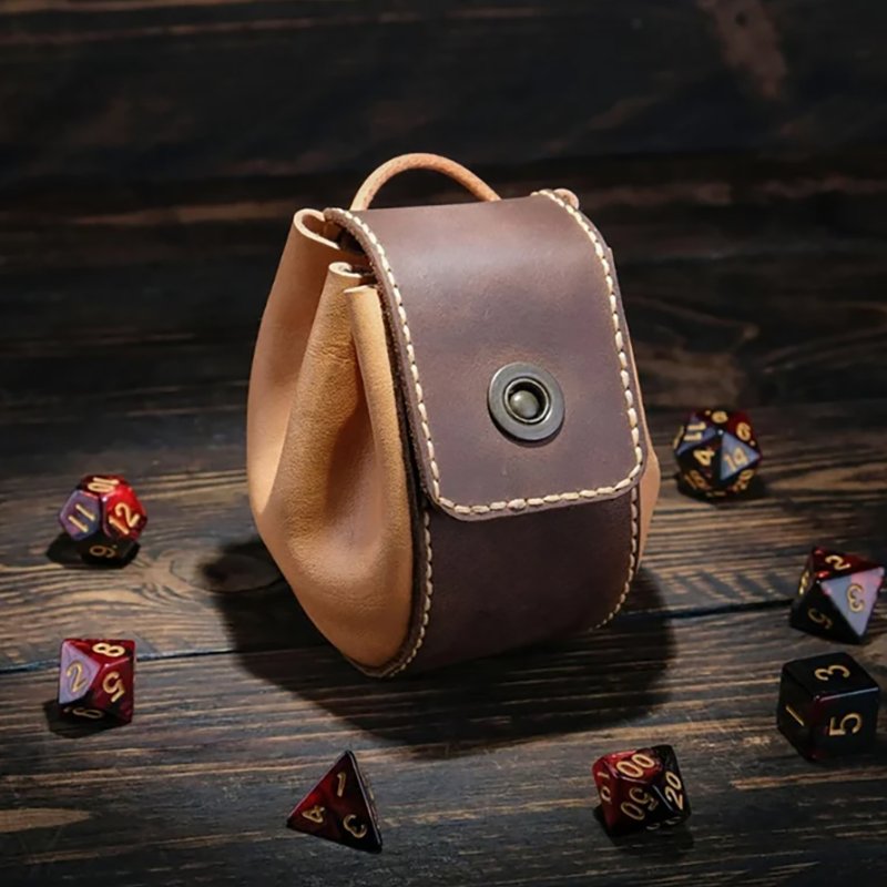 Foldable Dice Bag Genuine Leather DnD Dice Storage Pouch Drawstring Dice Holder Taletop Gaming Accessories