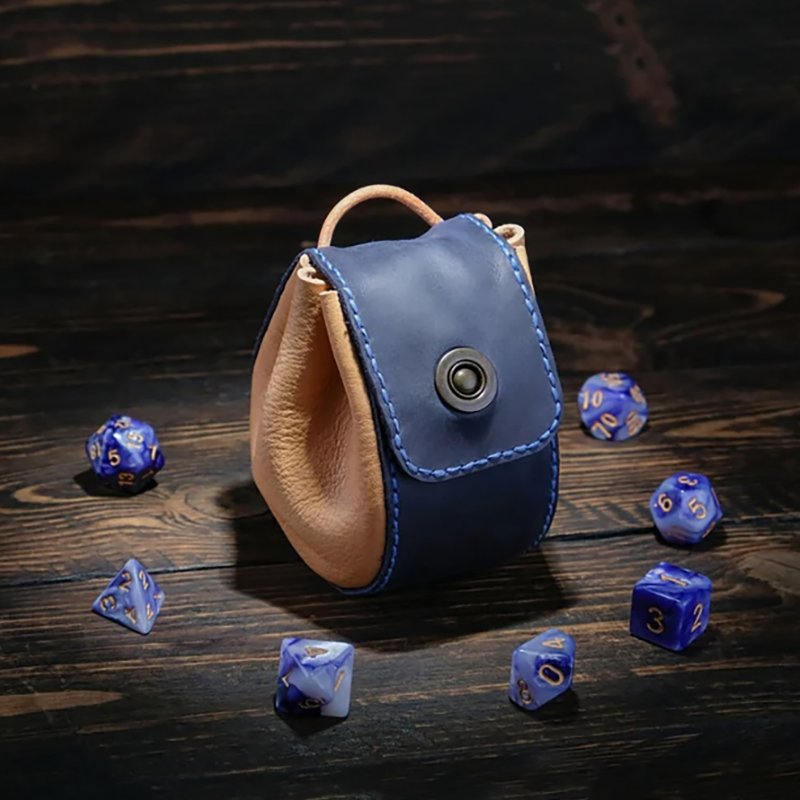 Foldable Dice Bag Genuine Leather DnD Dice Storage Pouch Drawstring Dice Holder Taletop Gaming Accessories
