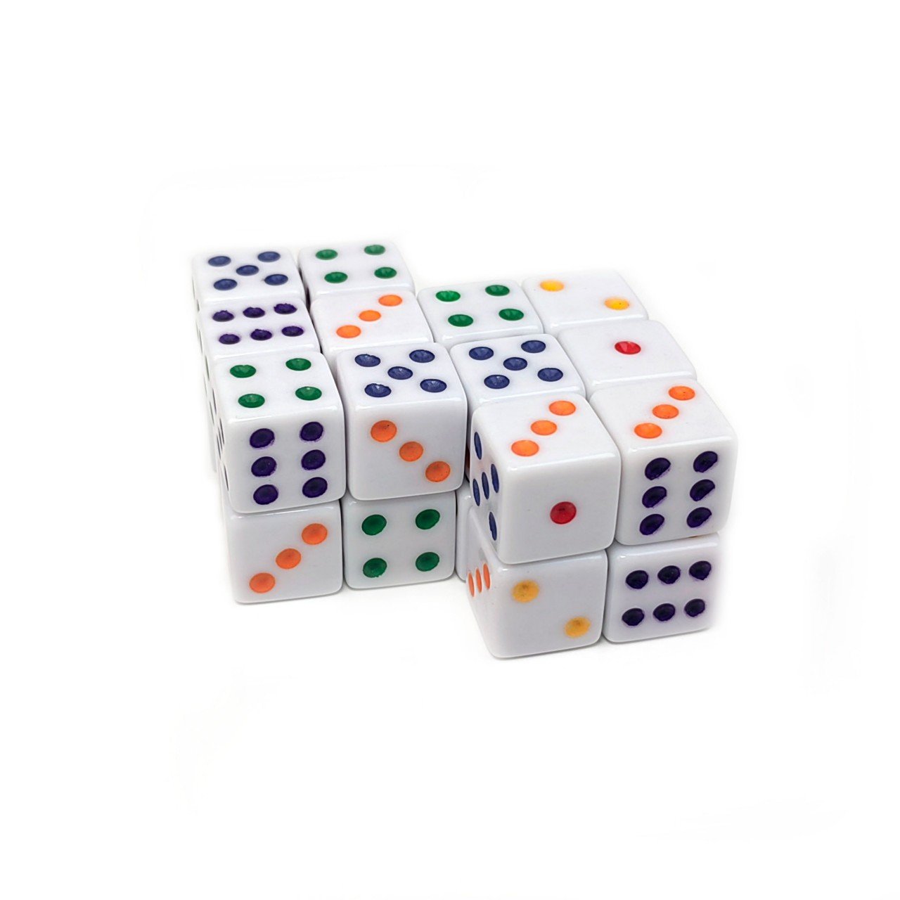 Wholesale 25mm red yellow orange green blue Right dots Angle plastic cube drinking custom logo rpg dice