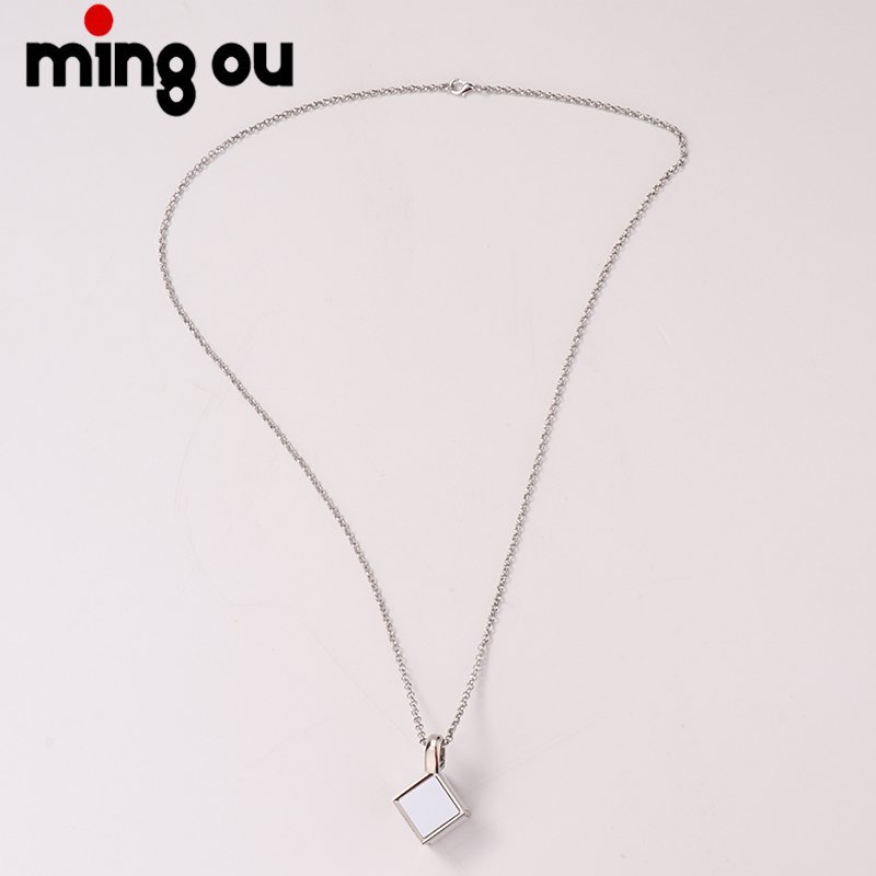 3D Cube Photo Frame Necklace 6 inserts Sublimation Dice Memory Photo Pendant Necklace