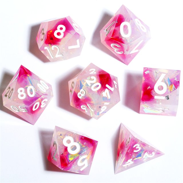 MINI PLANET Custom Resin ROSE DREAMSCAPE DND Sharp Edges Dragon and Dungeon Gift Dice Set Polyhedral Board Game RPG Game Dice