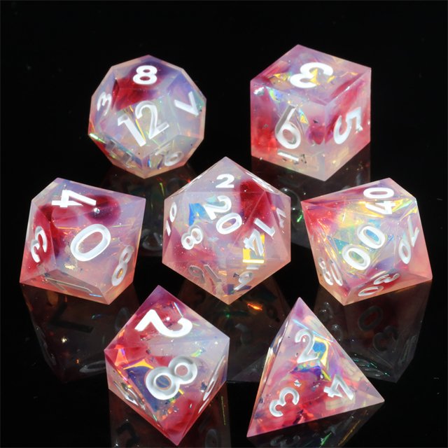 MINI PLANET Custom Resin ROSE DREAMSCAPE DND Sharp Edges Dragon and Dungeon Gift Dice Set Polyhedral Board Game RPG Game Dice