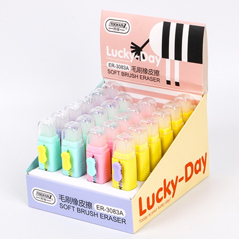 childrens' pencil erasers creative retractable brush eraser students school with high appearance level push and pull eraser