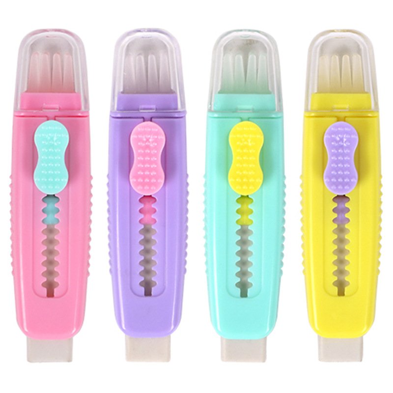 childrens' pencil erasers creative retractable brush eraser students school with high appearance level push and pull eraser