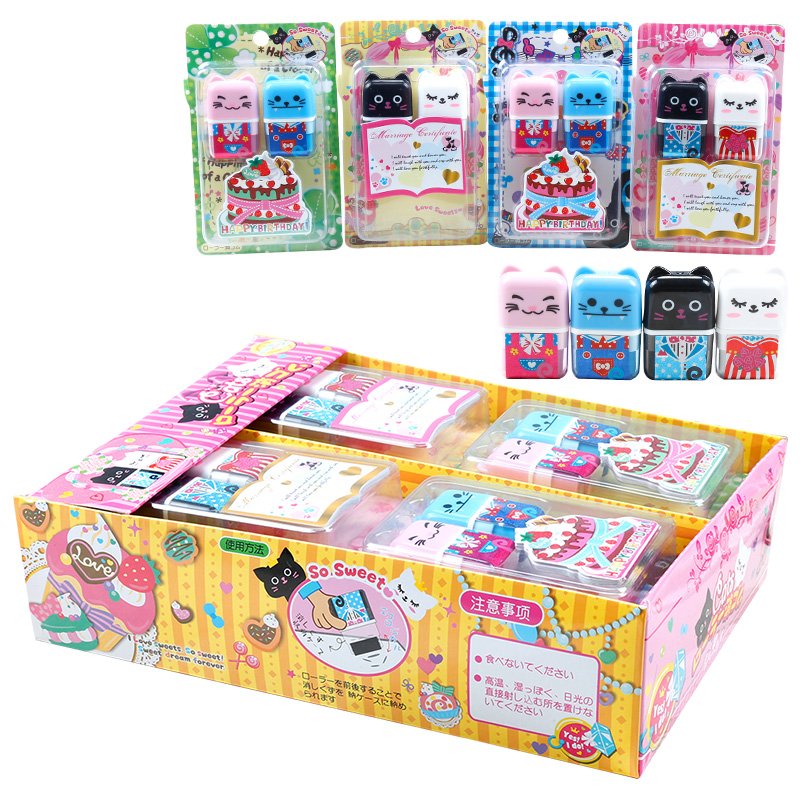 Kawaii Animal Pencil Eraser School Stationery Supplies Material Cute Panda Cat Office Rubber Cute and Convenient Stationery Set