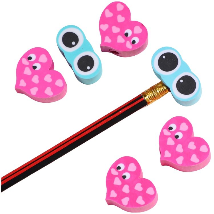 factory new Custom Cartoon Rubber Head Erasers Topper Pencils eraser for kids