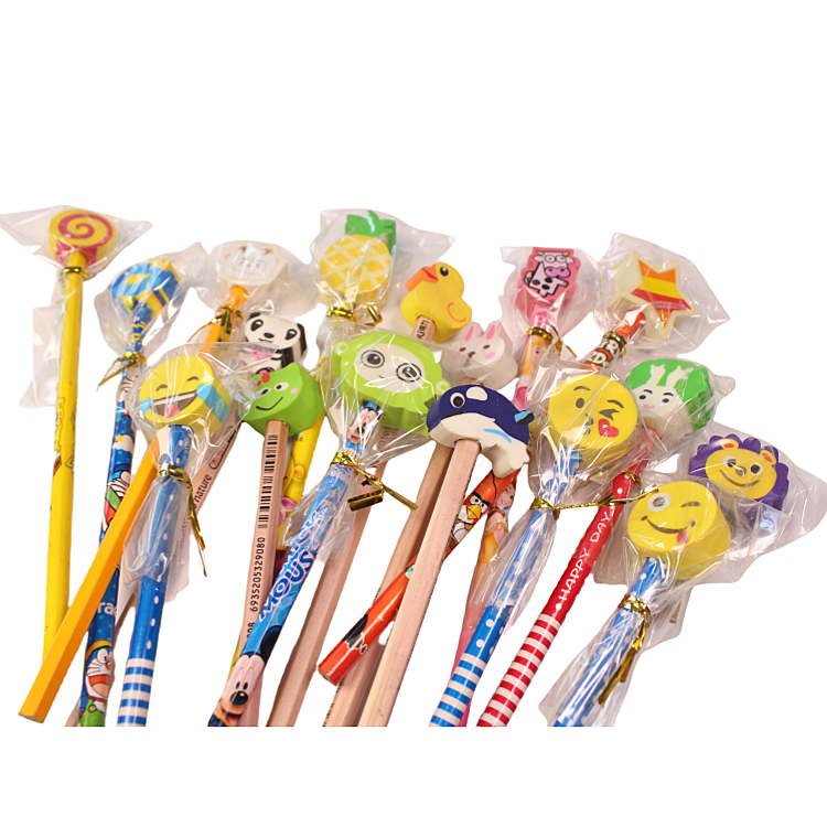 Cheap kawaii eraser Cartoon Head Erasers Topper Pencils Custom Children Promotional pencil topper Eraser