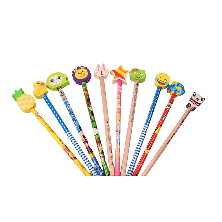 Cheap kawaii eraser Cartoon Head Erasers Topper Pencils Custom Children Promotional pencil topper Eraser