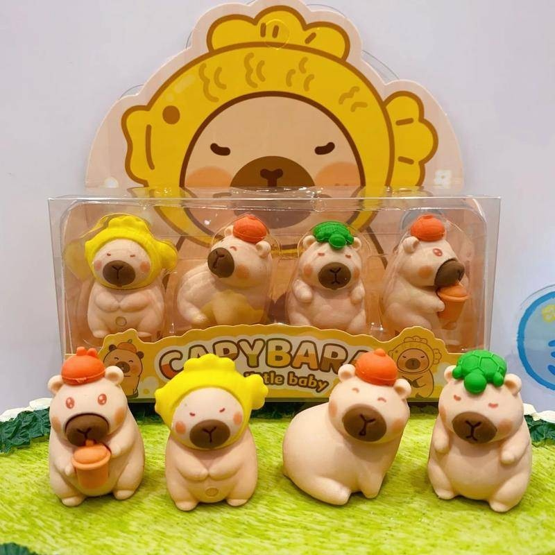 1 Box Capybara Erasers Set Cartoon Rubber Pencil Eraser for Kids School Student Stationery gift