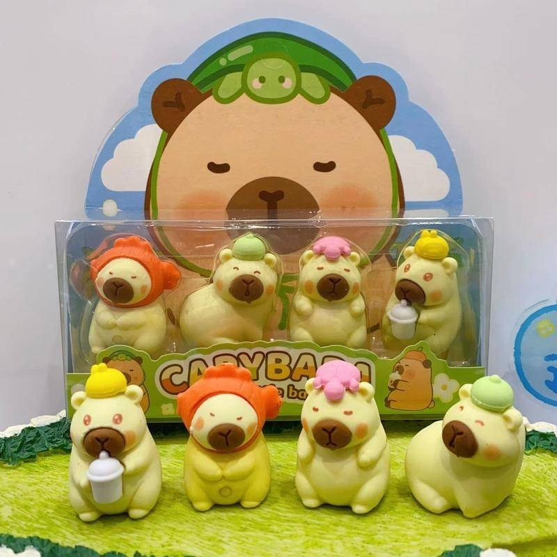 1 Box Capybara Erasers Set Cartoon Rubber Pencil Eraser for Kids School Student Stationery gift