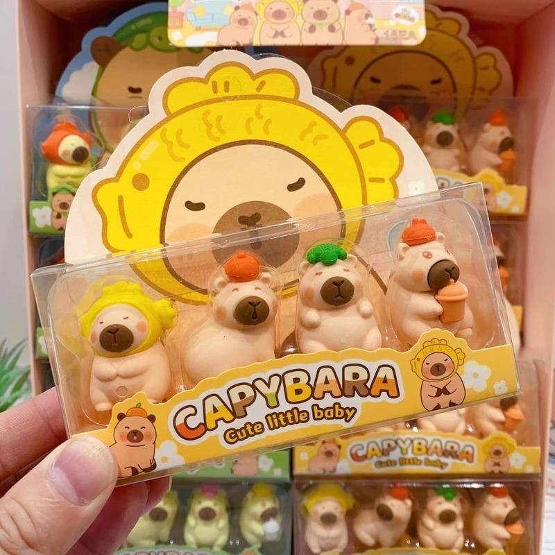 1 Box Capybara Erasers Set Cartoon Rubber Pencil Eraser for Kids School Student Stationery gift