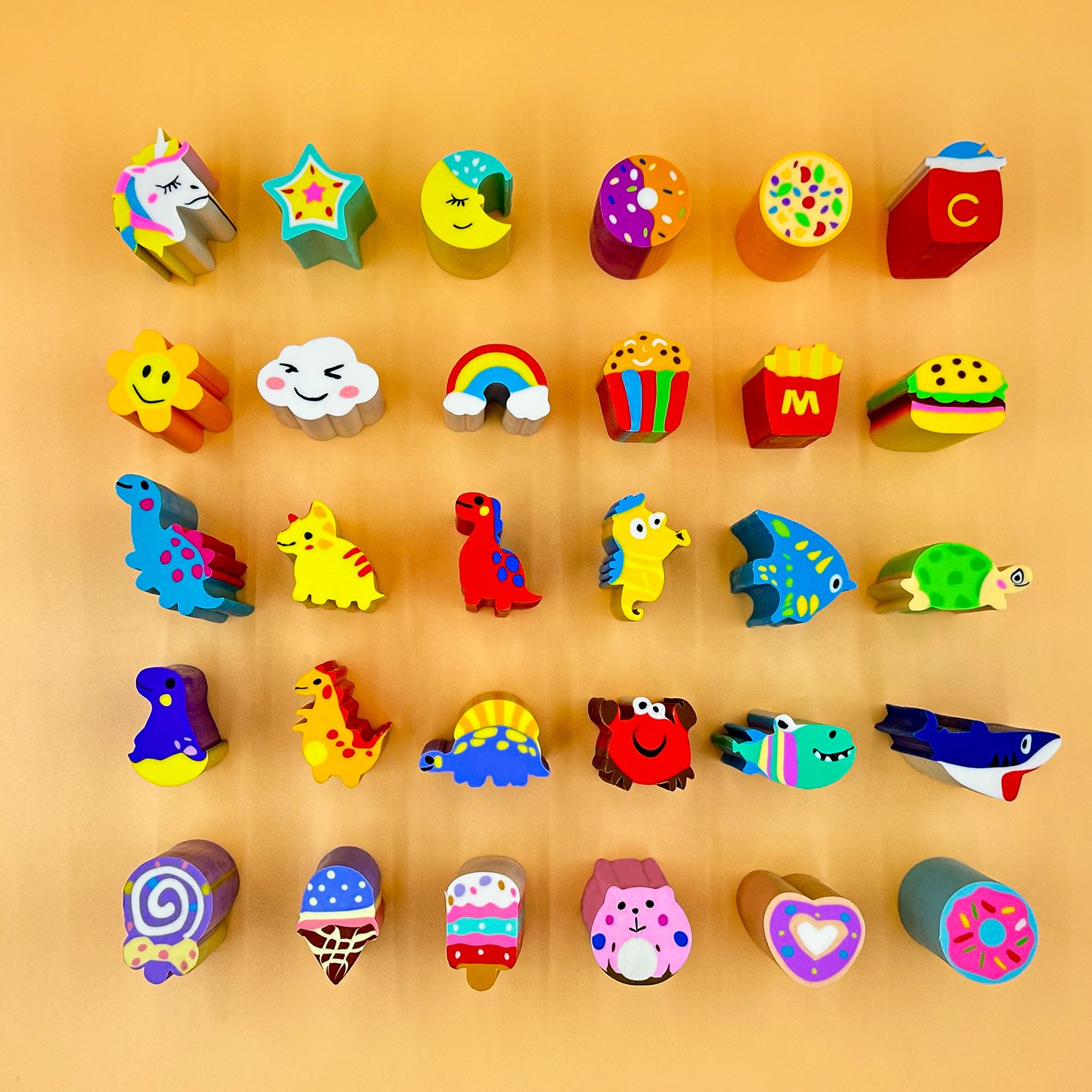 rainbow shape eraser for children Cute animal vegetables eraser 3D erasers for kids