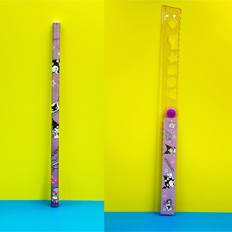 1Set Cartoon Pencil Ruler Eraser Sharpener Pencil Case Stationery Set Kids School Supplies Gift