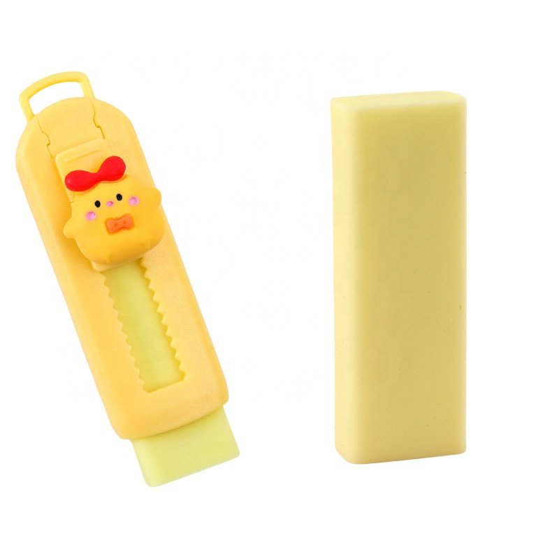 Hot Sale Pencil Eraser Cute Design Children's Pencil Erasers Retractable Eraser With Plastic Cover For Sale