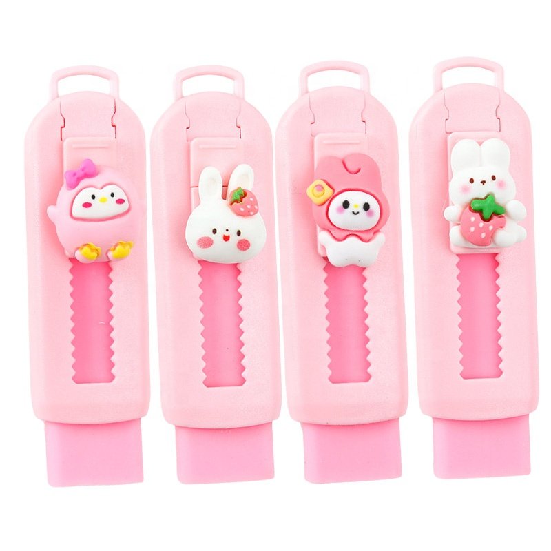 Hot Sale Pencil Eraser Cute Design Children's Pencil Erasers Retractable Eraser With Plastic Cover For Sale