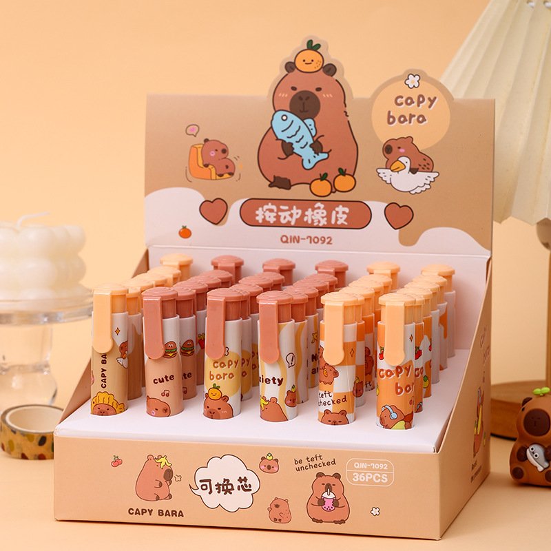 Cartoon shaped press replaceable eraser, cute and high-value primary school student eraser girl's heart stationery