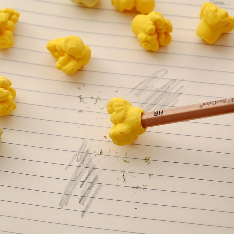 16pcs Creative Cartoon Popcorn Eraser Rubber Set School Supplies Rubber Pencil Erasers Factory Custom