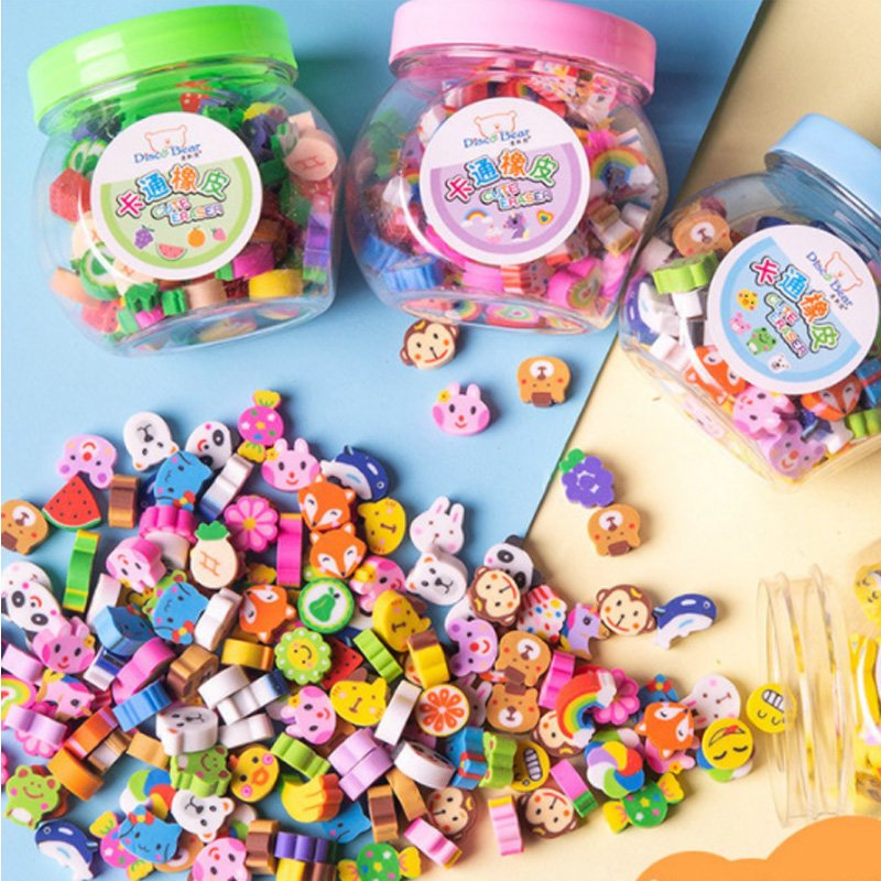Soododo Promotion Custom Shape Mini Kids 3D Animal Erasers Rubber Cute Eraser 50pcs Pack Set Cake Animal Fruit Eraser