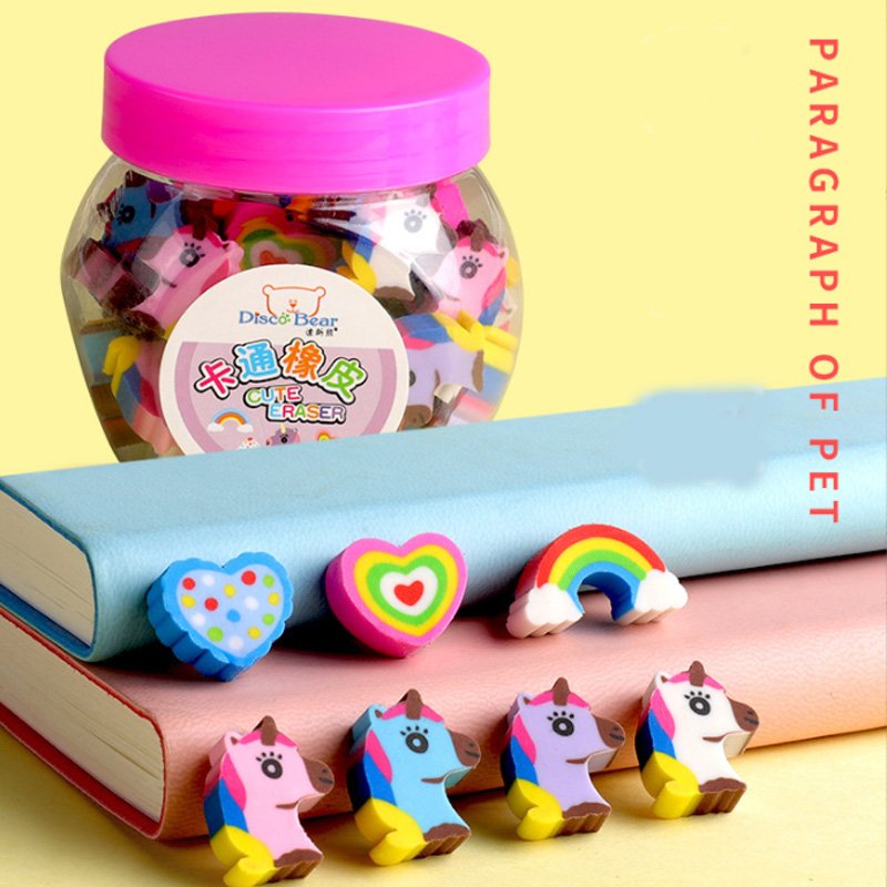 Soododo Promotion Custom Shape Mini Kids 3D Animal Erasers Rubber Cute Eraser 50pcs Pack Set Cake Animal Fruit Eraser
