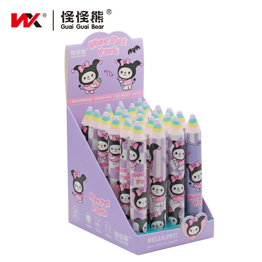 2024 NEW Cartoon cute kawayi pen type Pencil eraser Witch children's stationery large colored eraser factory for children