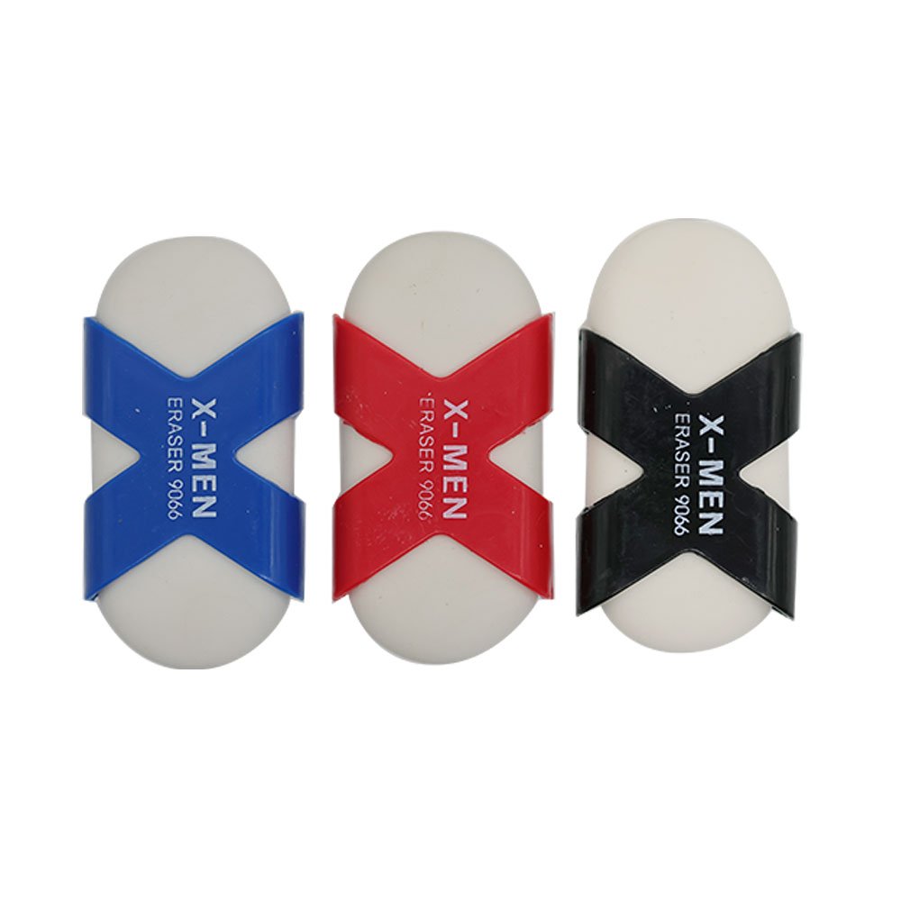 White Eraser X man for children's student Plastic Case Oval Eraser Stationery School Special Environmental Factory Wholesale