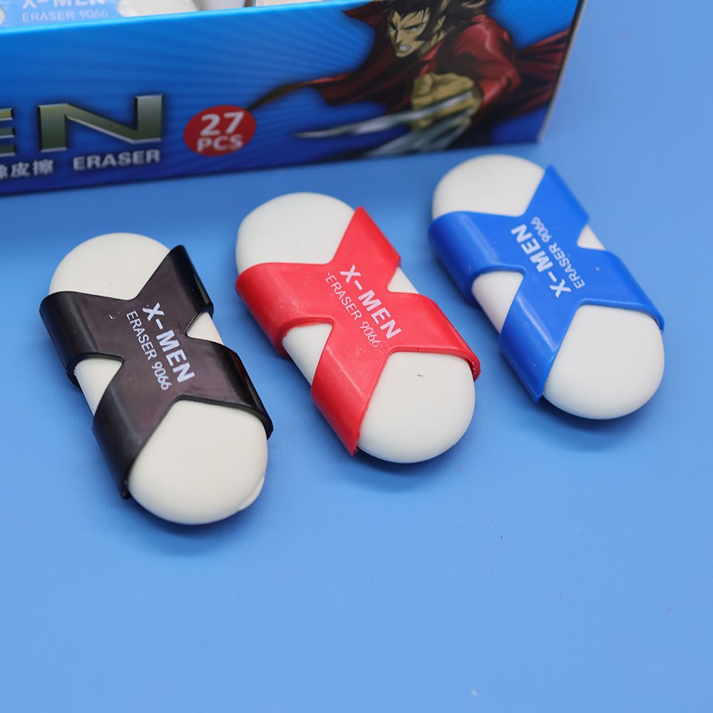 White Eraser X man for children's student Plastic Case Oval Eraser Stationery School Special Environmental Factory Wholesale