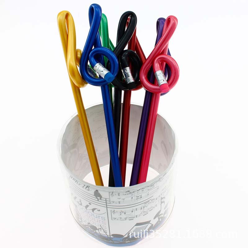 School Writing Stationery Children's Drawing Pencil New Musical Shape Design Wooden HB Pencil With Eraser