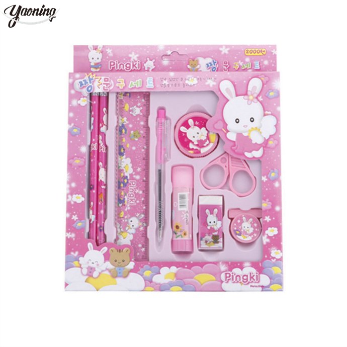 Korean Popular Drawing Writing set stationery 2023 Hot selling school unisex fashion pen pencil erasers ruler sets for students