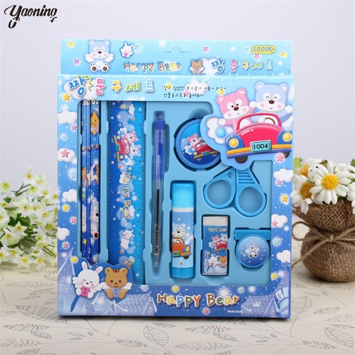 Korean Popular Drawing Writing set stationery 2023 Hot selling school unisex fashion pen pencil erasers ruler sets for students